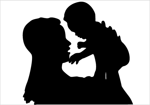 Mother And Child Silhouette Showing Love Vector Download Silhouette