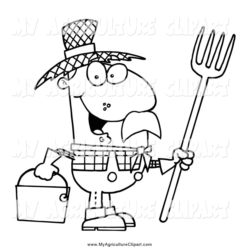 Agriculture Clipart Of A Black And White Farmer By Hit Toon    439