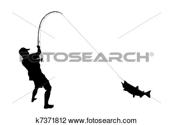 Bent Fishing Pole With The Caught Fish