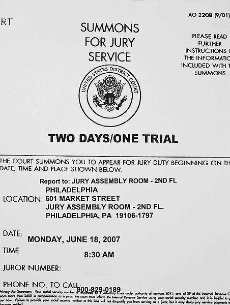 Jury Summons Example A Summons For Jury Duty
