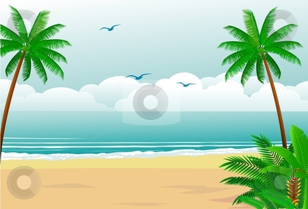 Tropical Beach Stock Vector Clipart Peaceful Tropical Forest By Surya