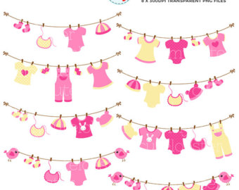 Baby Clothesline Clipart Baby Clothes Line Clipart Set