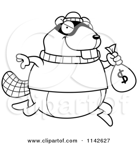 Beaver Robbing A Bank   Vector Outlined Coloring Page By Cory Thoman