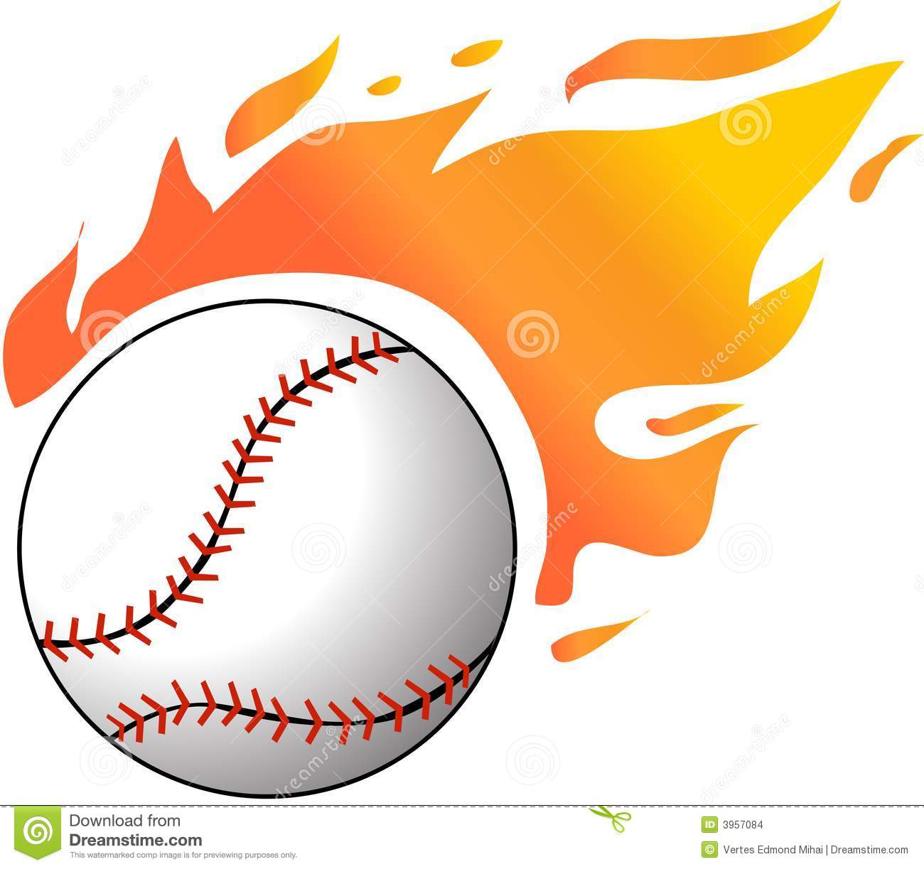 Free Flaming Baseball Clipart Baseball With Flames Stock
