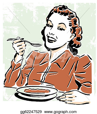 Vintage Style Portrait Of A Woman Eating  Clipart Gg62247529   Gograph