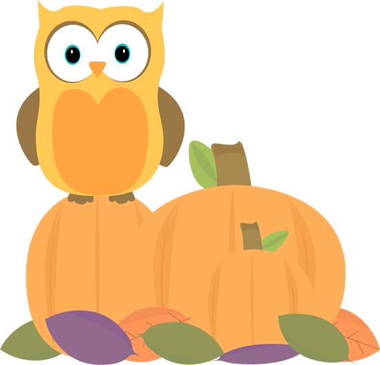Autumn Owl Clip Art Image   An Autumn Owl Sitting On Top Of Pumpkins