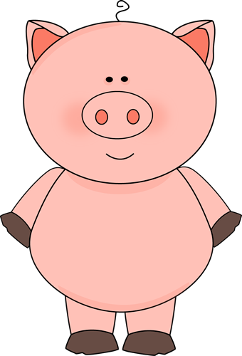 Cute Pig Clip Art Image   Cute And Chubby Pink Pig With A Strand Of
