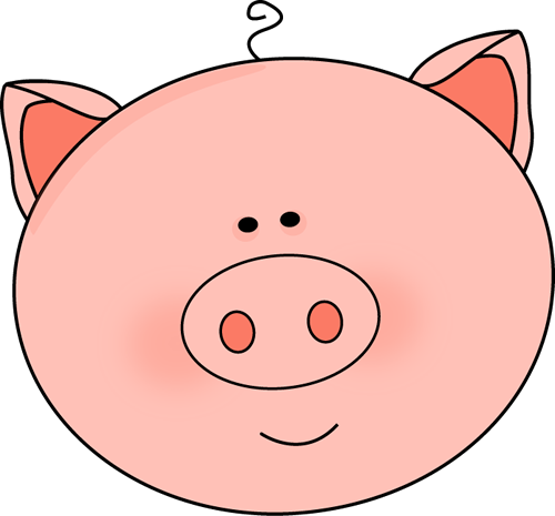 Pig Face Clip Art Image   Large Pink Pig Face With Pointy Ears And A