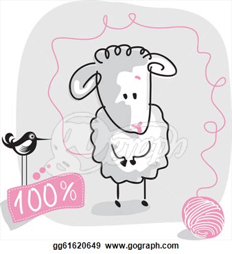 Cute Doodled Sheep With Wool Quality Label  Vector Clipart Gg61620649