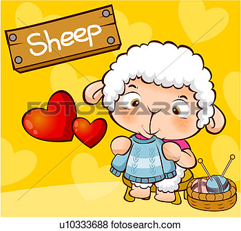 Heart Shaped Heart Animal Knitting Sheep View Large Illustration