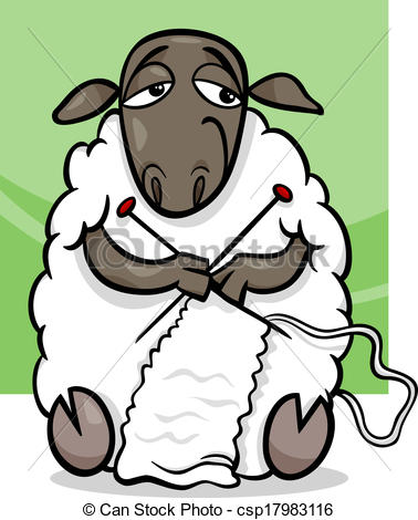 Knitting Sheep Cartoon Illustration   Csp17983116
