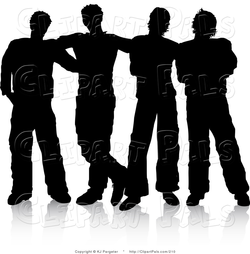 Pal Clipart Of A Group Of Four Men Standing Together Silhouetted Over