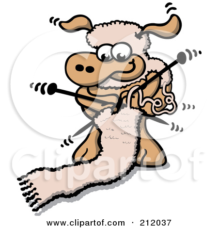Royalty Free  Rf  Clipart Illustration Of A Sheep Knitting A Wool