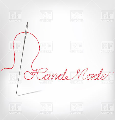 Sewing Needle With Thread   Embroidered Phrase Handmade 38848