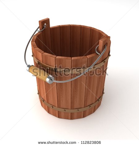 Wooden Water Bucket Clipart Empty Wooden Bucket On White