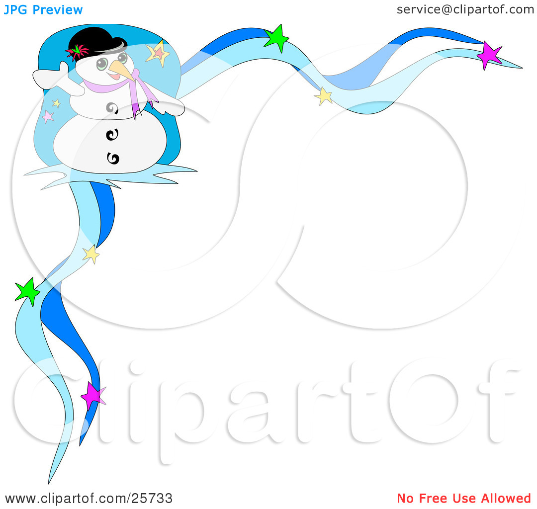 Clipart Illustration Of Frosty The Snowman Wearing A Hat And Purple