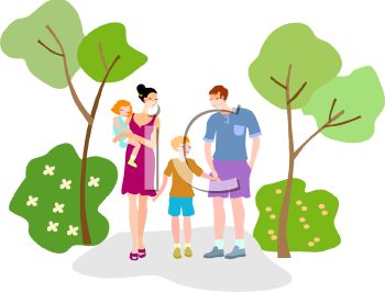 Family Taking A Walk In The Park Together   Royalty Free Clip Art