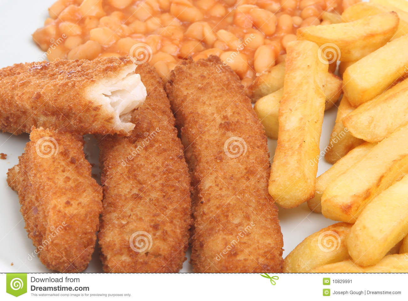 Fish Fingers   Chips Stock Image   Image  10829991