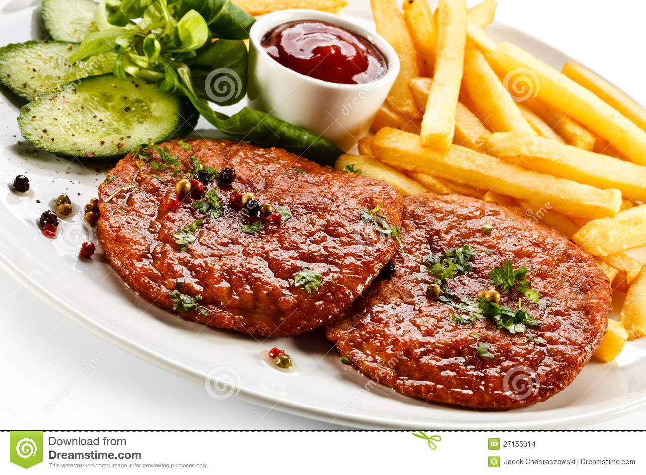 Grilled Steak And French Fries Stock Images   Image  27155014