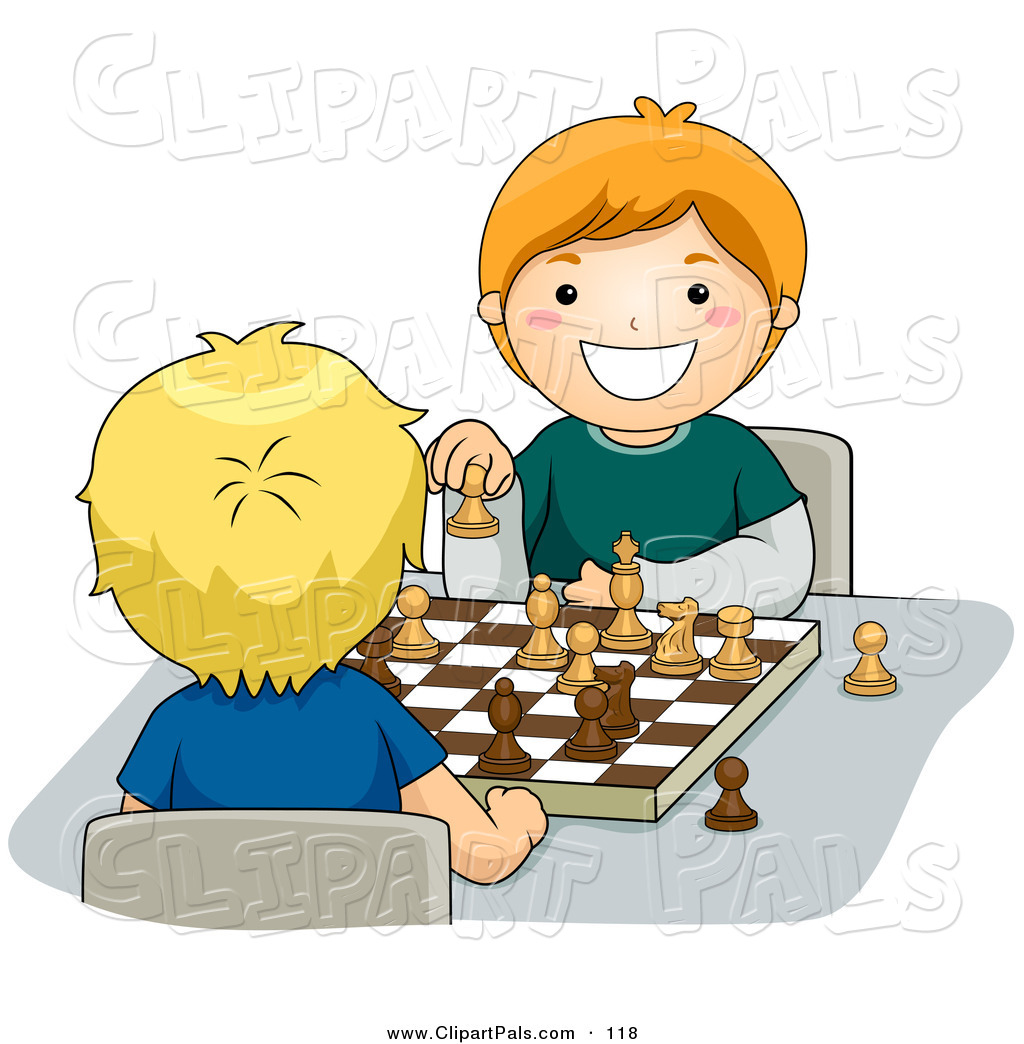 Preview  Pal Clipart Of A Pair Of Happy Boys Playing A Game Of Chess