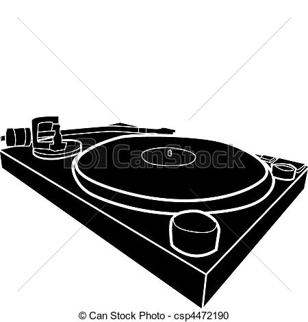 Vector Clipart Of Dj Decks   Black And White Illustration Of Dj Deck