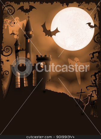 Spooky Halloween Castle Vector Background Stock Vector Clipart