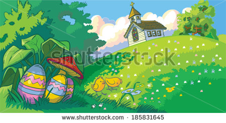 With An Easter Holiday Theme  Features A Church Some Hidden Easter