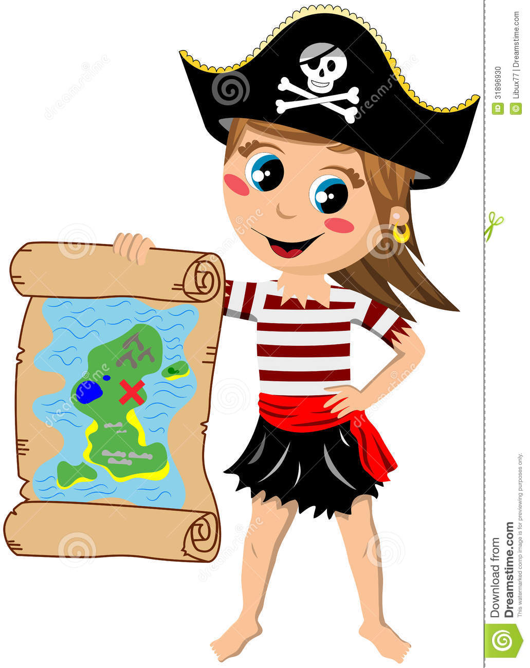 Pirate Girl Showing Treasure Map Stock Photo   Image  31896930