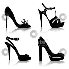 Silhouette Clip Art   Shoes Collection Stock Vector Clipart Shoes