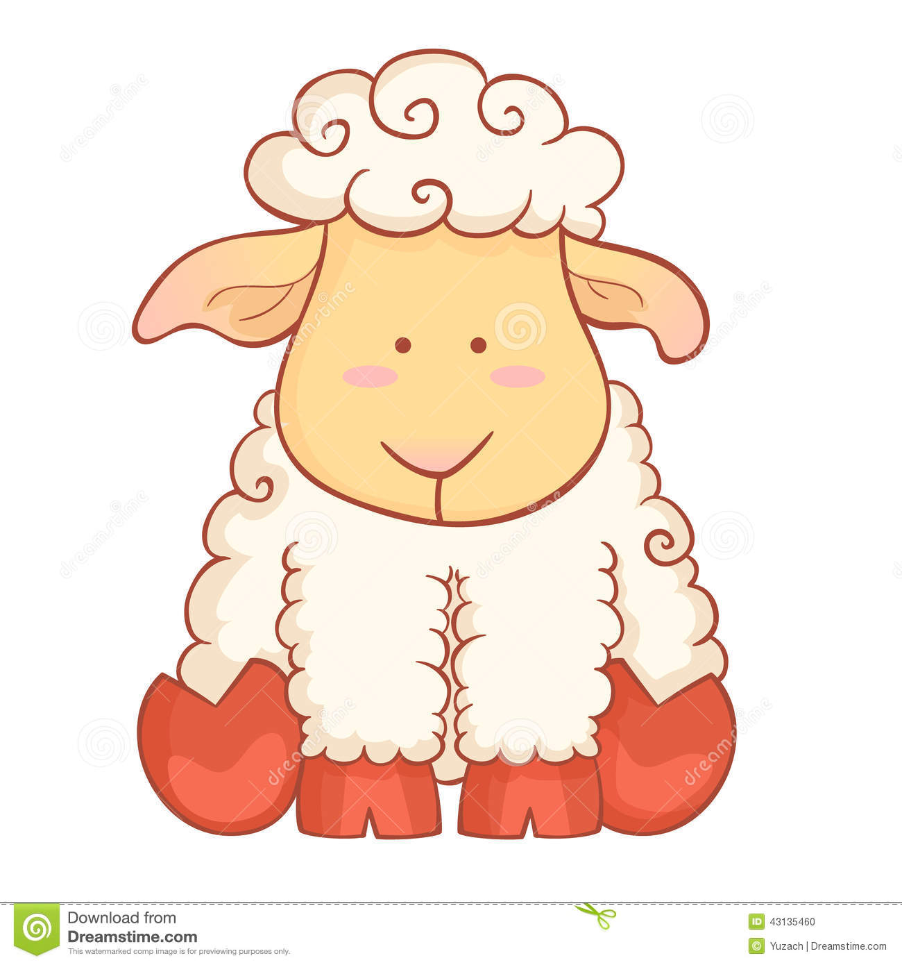 Cute Cartoon Baby Sheep Character Of Chinese New Year Symbol Isolated    