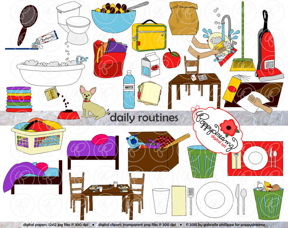 Daily Routines Clipart  300 Dpi Transparent Png By Poppydreamz
