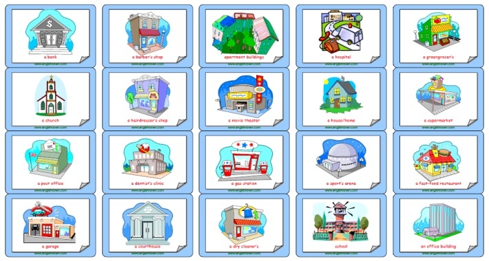 Esl Flashcards Forplaces In A Town    Esl Flashcards   Pinterest