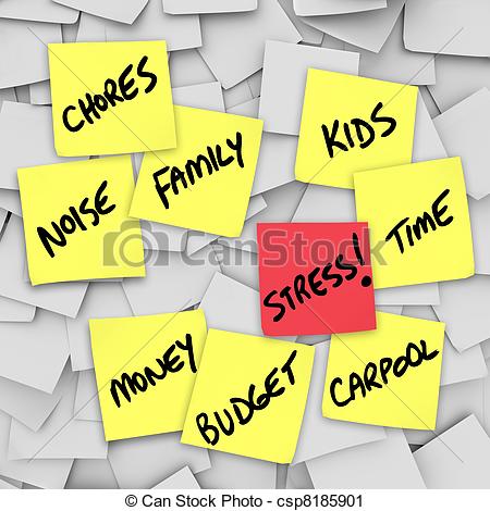Clipart Of Stress Burdens Sticky Notes Reminders For Stressful Life    