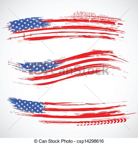 Vector Clip Art Of Grungy American Flag Banner Illustration Of