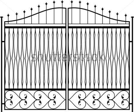 Wrought Iron Gate Door Fence Design Royalty Free Stock Vector Art