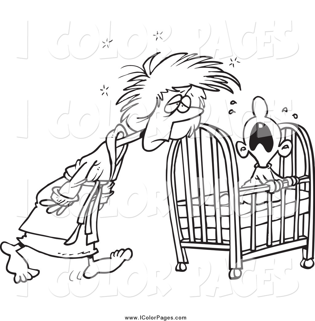 Baby Cot Clipart Black And White Of A Black And White Tired