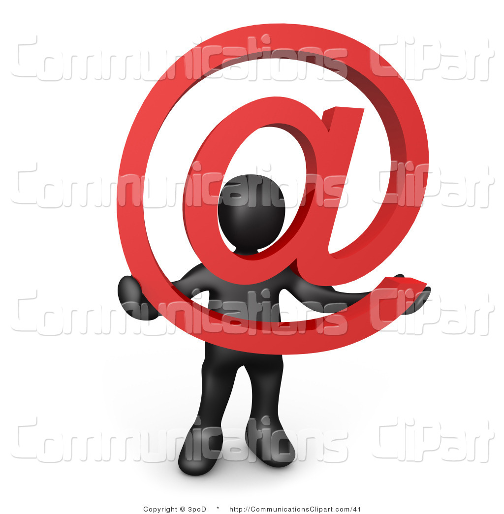Communication Clipart Of A 3d Black Person Holding An Email Symbol By