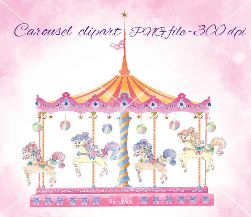 Carousel Set Clipart Cute Carousel Horse Ride Clip Art By Handmek