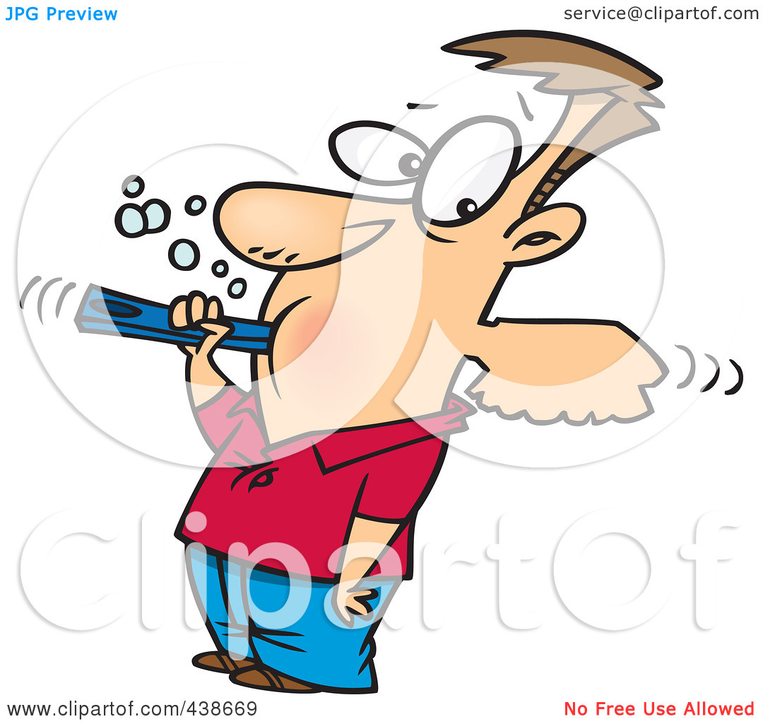 Rf  Clip Art Illustration Of A Cartoon Man Over Aggressively Brushing