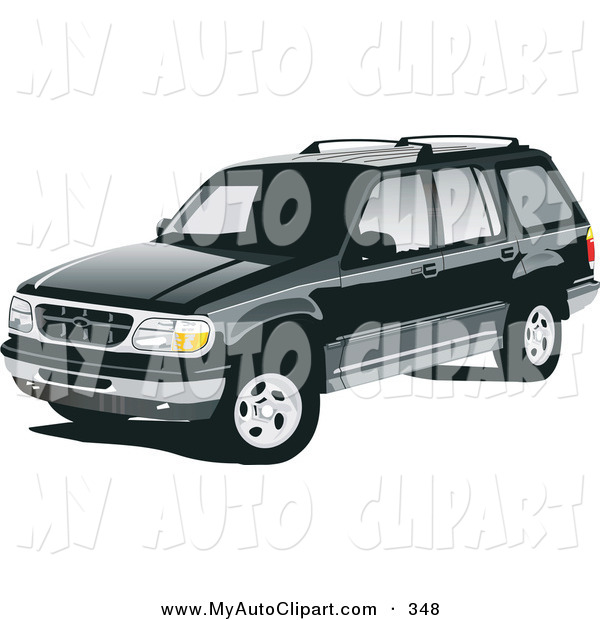 Clip Art Of A Black Ford Explorer Suv With Privacy Glass Driving Left