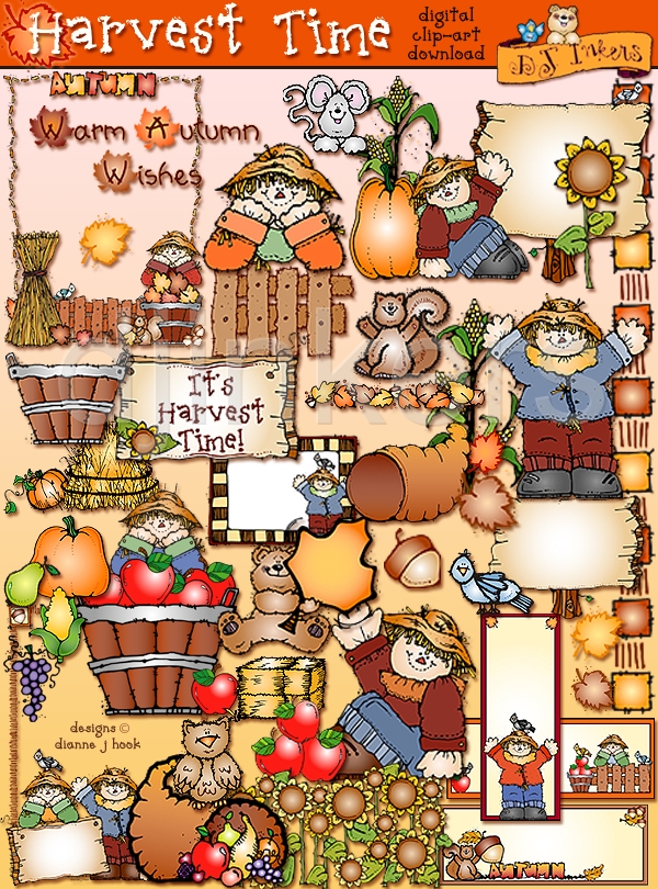 Harvest Time Clipart For Fall By Dj Inkers