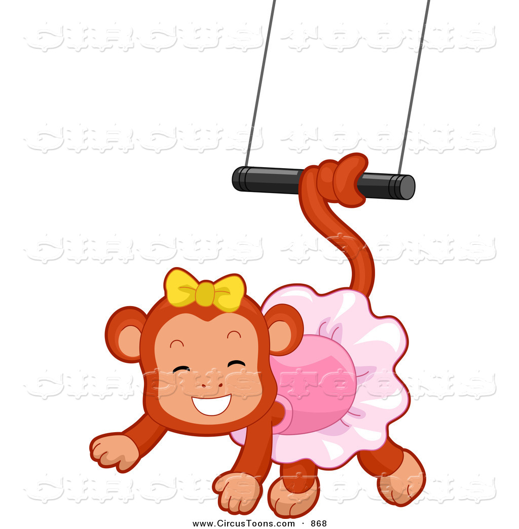 Circus Clipart Of A Cute Female Monkey Swinging From A Trapeze By Bnp