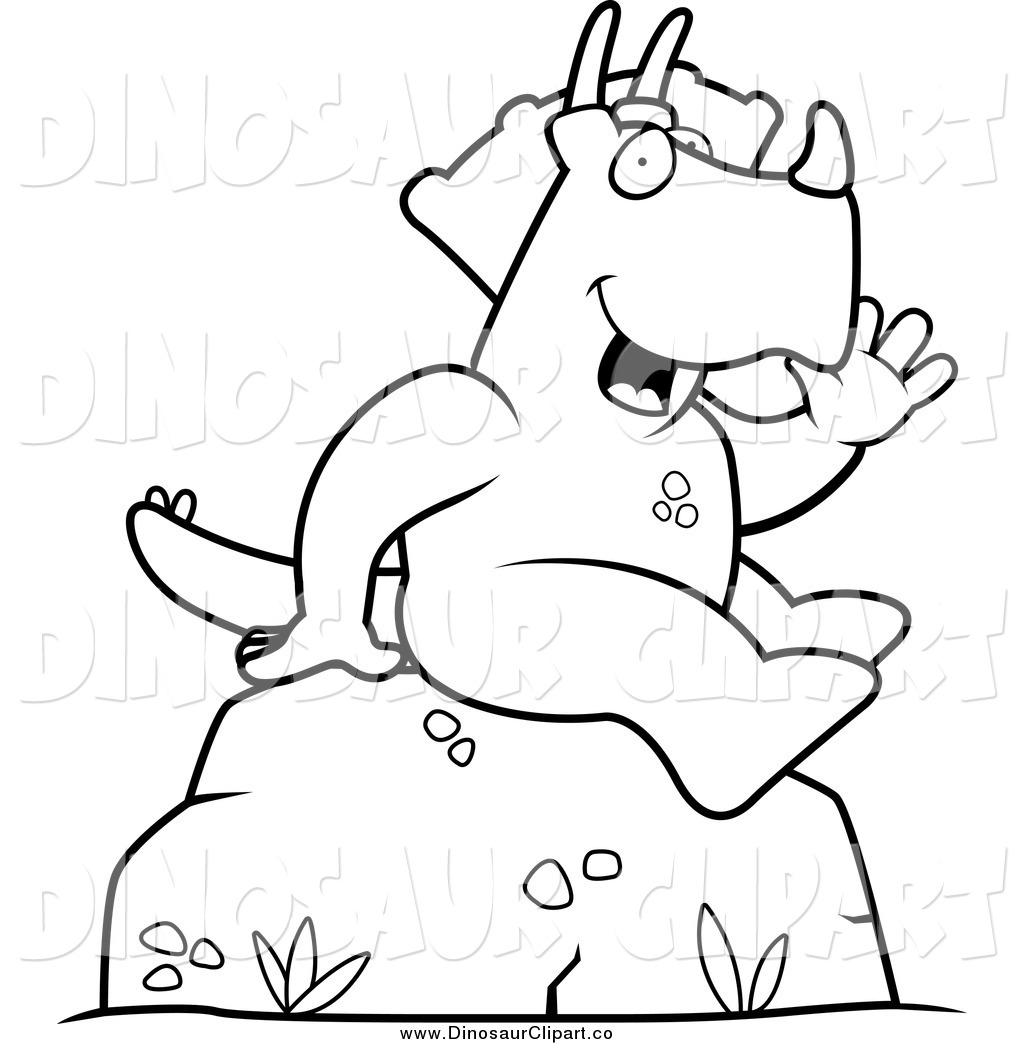 Clipart Of A Black And White Scared Triceratops Dinosaur Book Covers