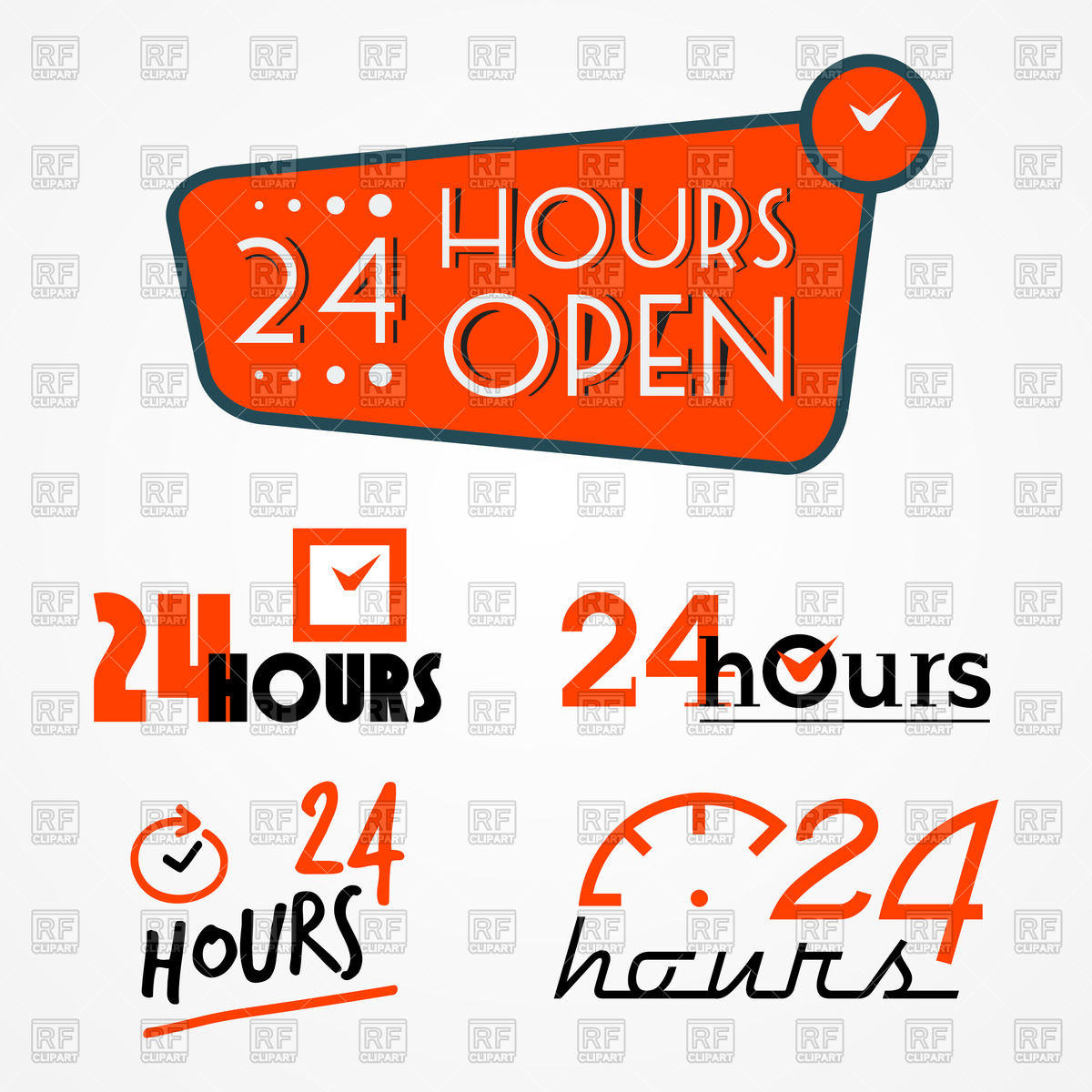 Collection Of 24 Hours Labels Design Elements Download Royalty Free