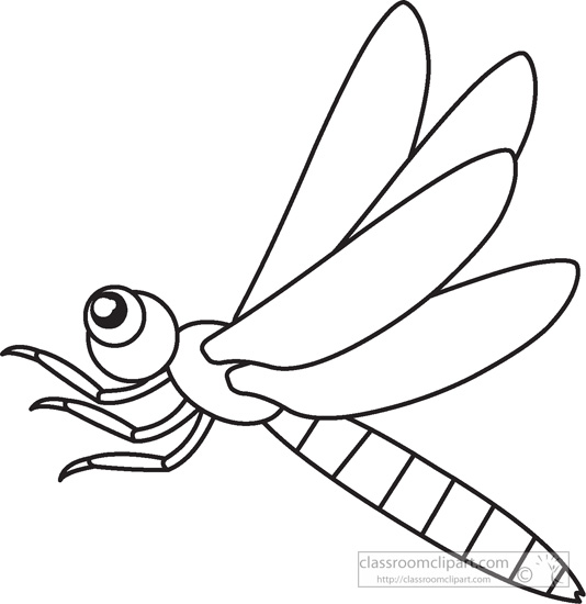 Dragonfly Insects Black White Outline 947   Classroom Clipart