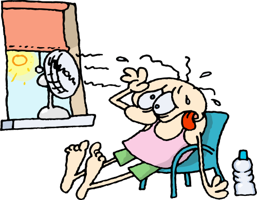 Gnurf Cartoon Character Suffers In A Heat Wave   An Open Window And