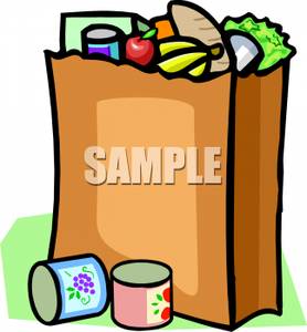Grocery Bag Filled With Food And Two Cans Beside It   Royalty Free