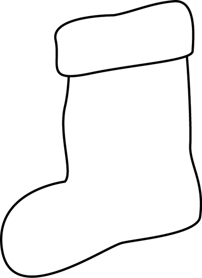 Stocking Clip Art   Outline Of A Black And White Christmas Stocking