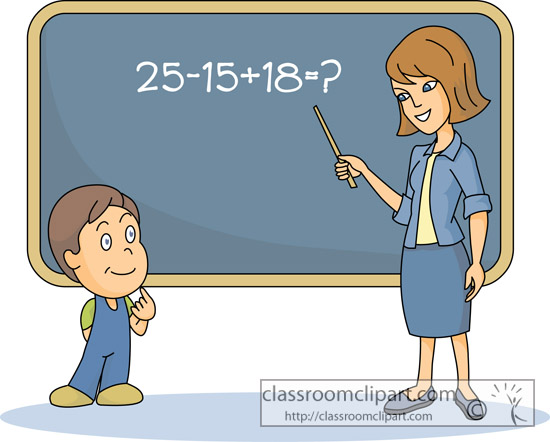Student Solving Math Problem Teacher 1233   Classroom Clipart