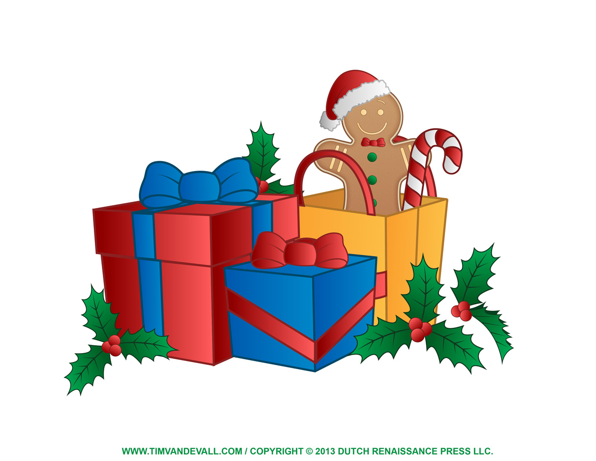 This Last Piece Of Holly Clip Art Features Christmas Presents And A